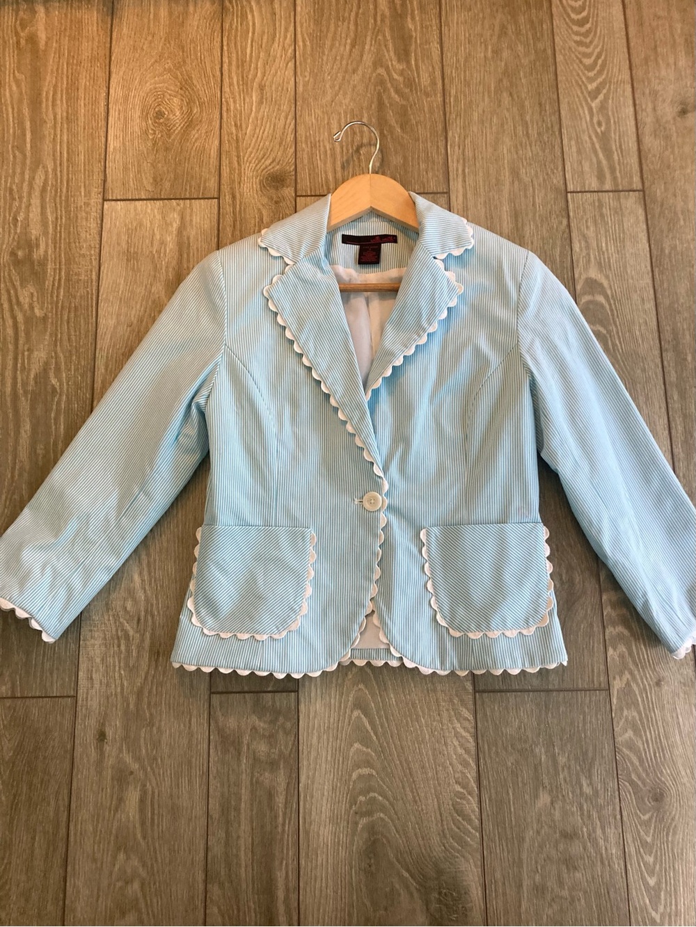Willi Smith Baby Blue Scallop-Trim Blazer